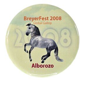BreyerFest 2008 Global Gallop Alborozo Collectible Button Pin Yellow Breyer Hors